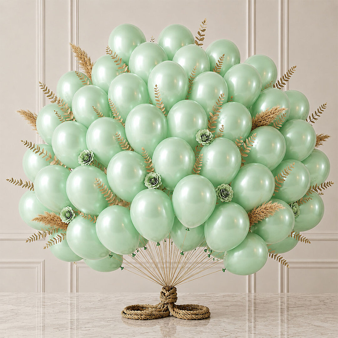 Açık Yeşil Renk Lateks Metalik Balon (30 cm) - 50 Adet - 1