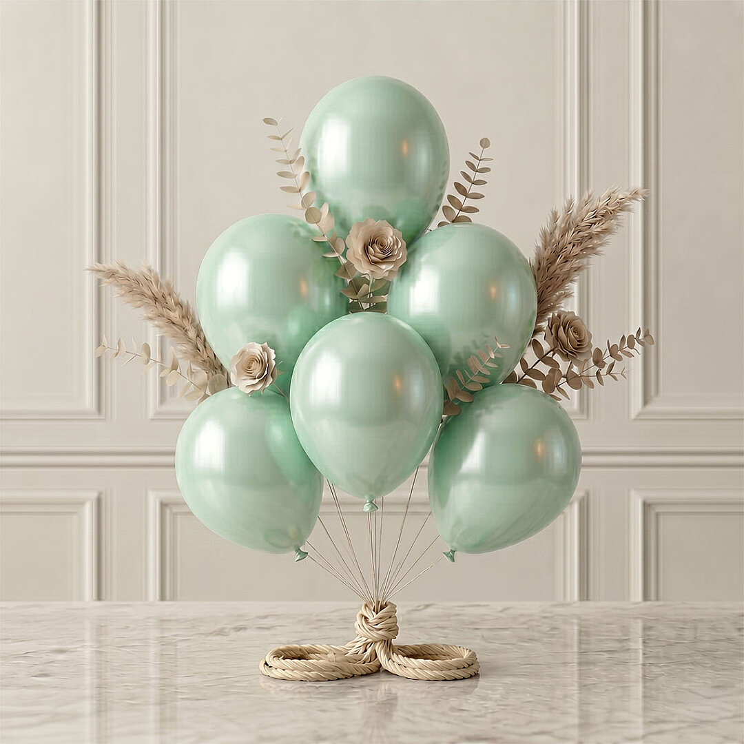 Açık Yeşil Renk Lateks Metalik Balon (30 cm) - 6 Adet - 1