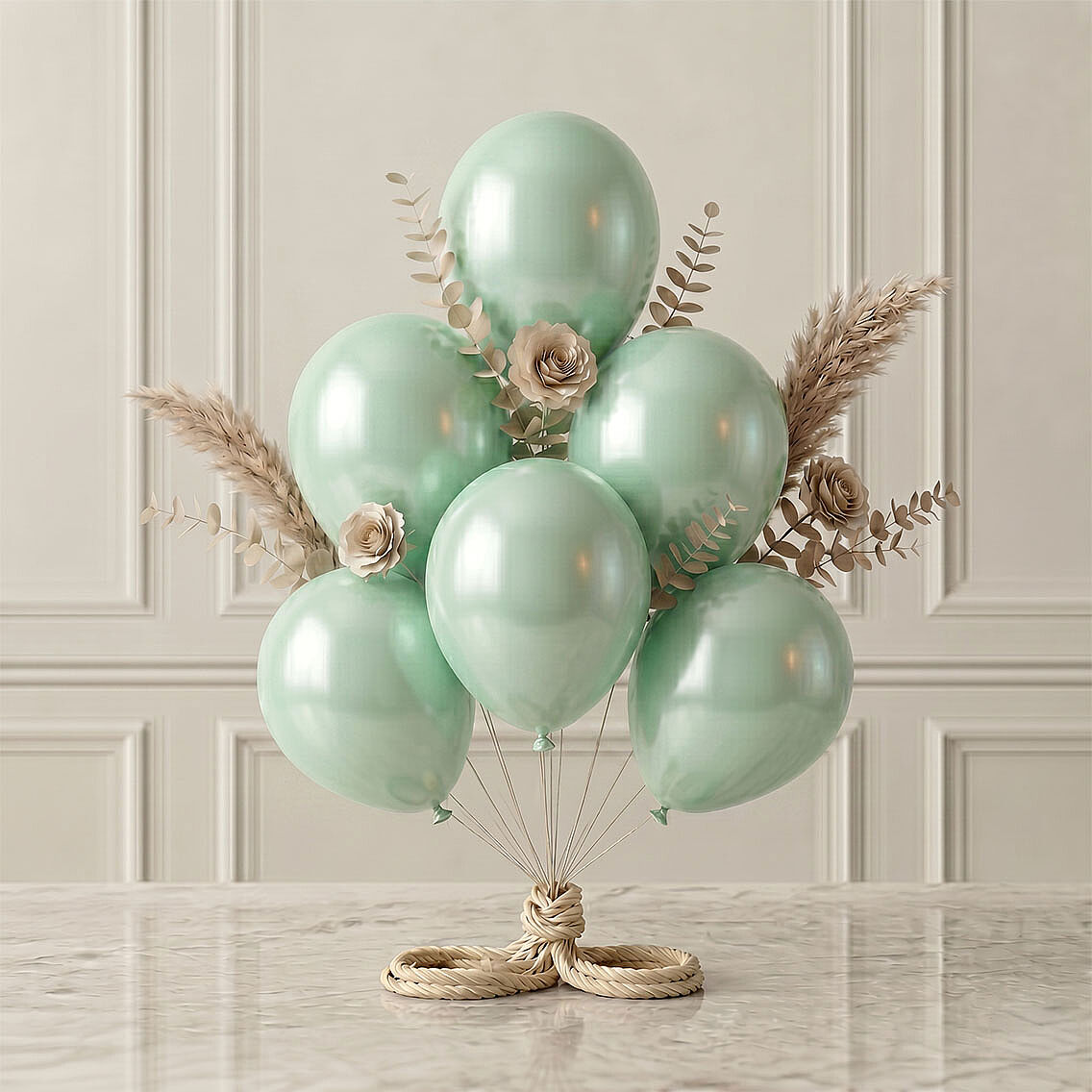 Açık Yeşil Renk Lateks Metalik Balon (30 cm) - 6 Adet - 1