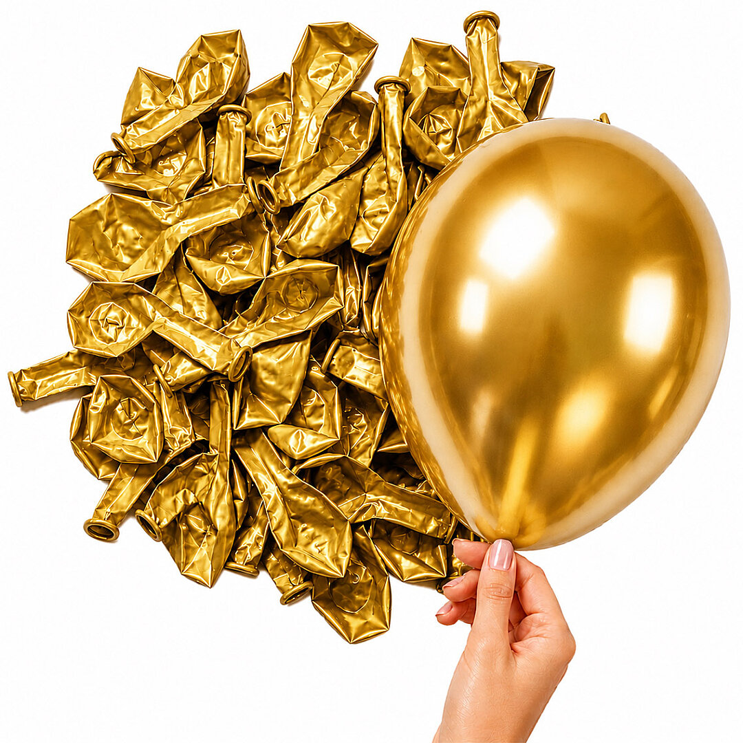Altın Renk Lateks krom Balon (15 cm) - 10 Adet - 2
