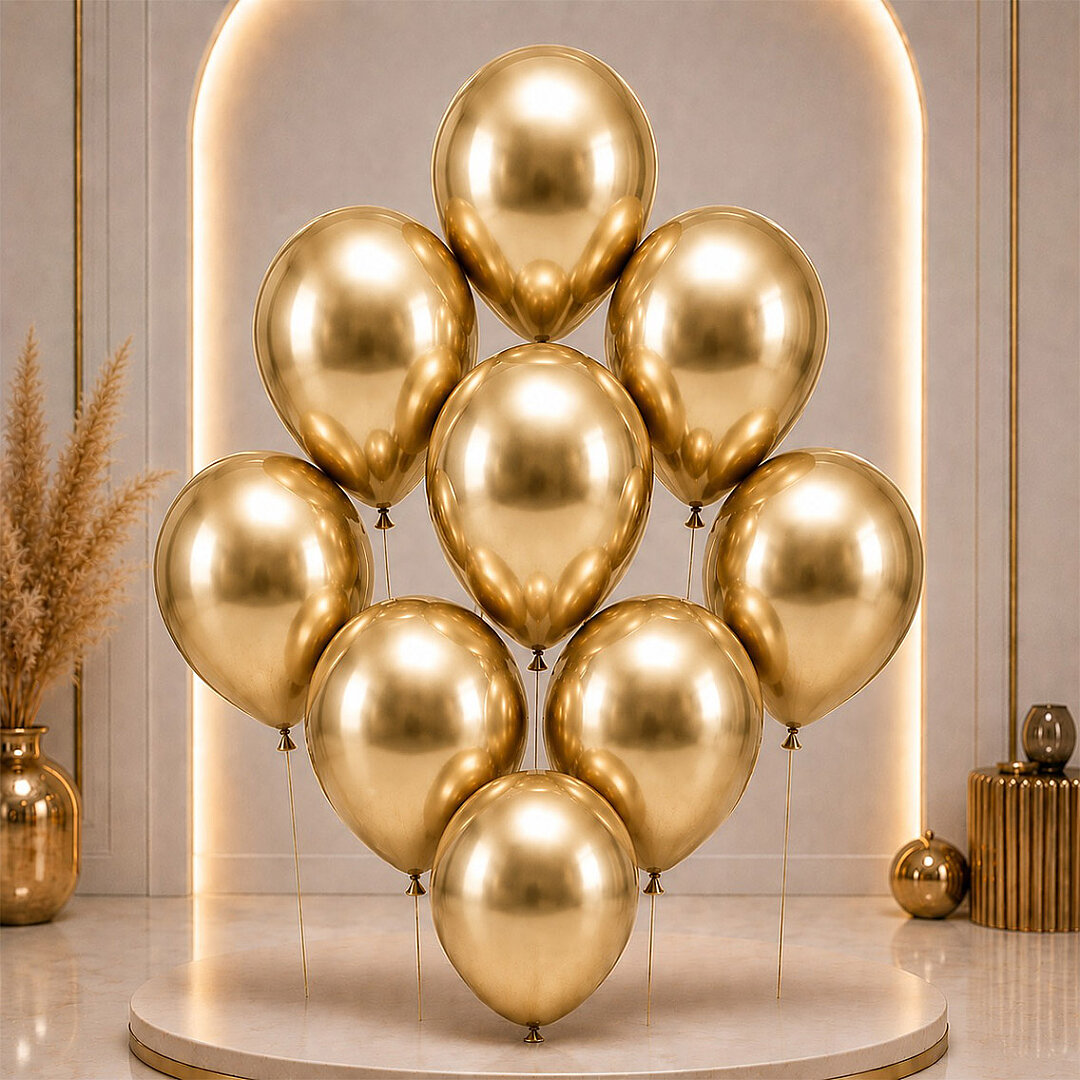Altın Renk Lateks krom Balon (30 cm) - 50 Adet - 2