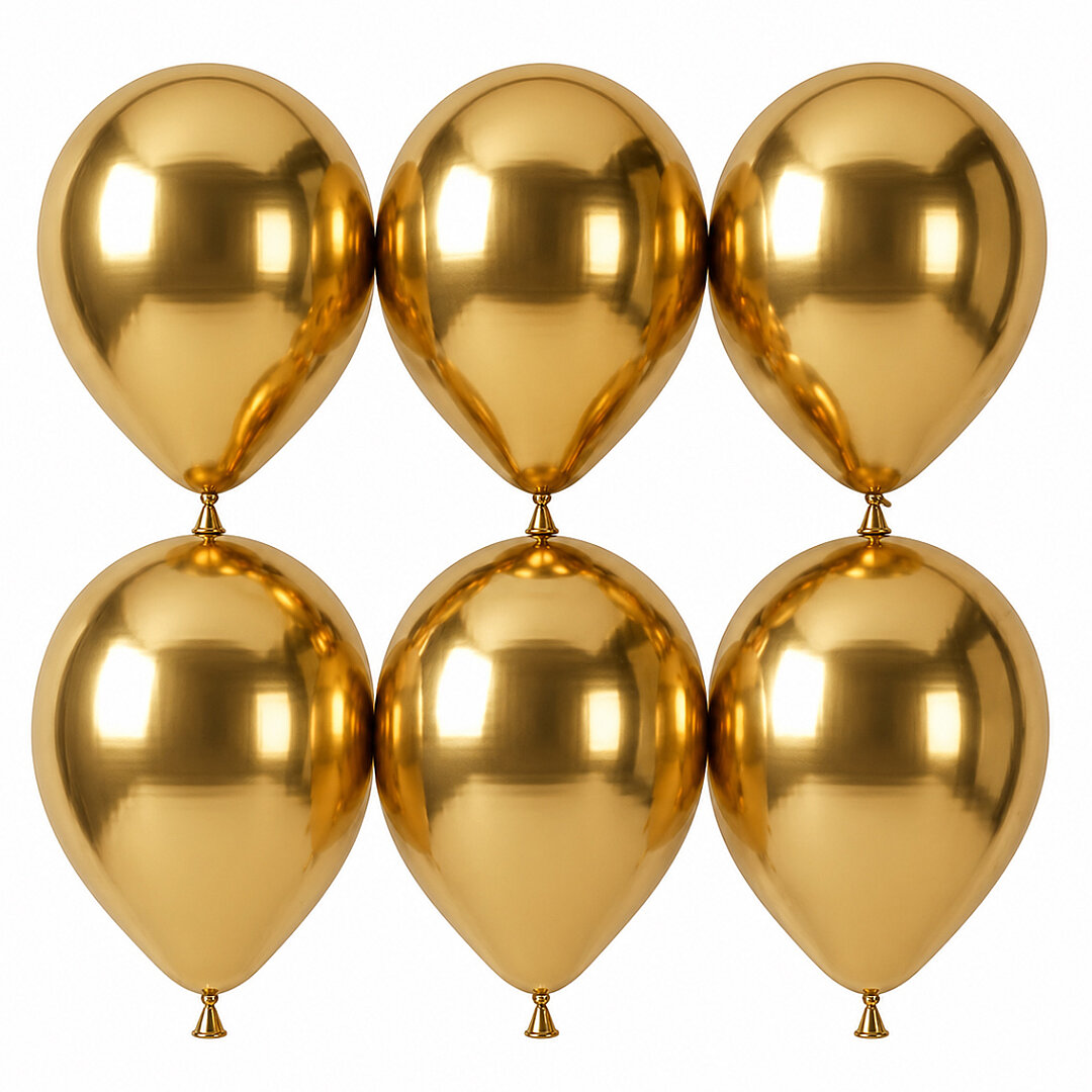 Altın Renk Lateks krom Balon (30 cm) - 6 Adet - 1