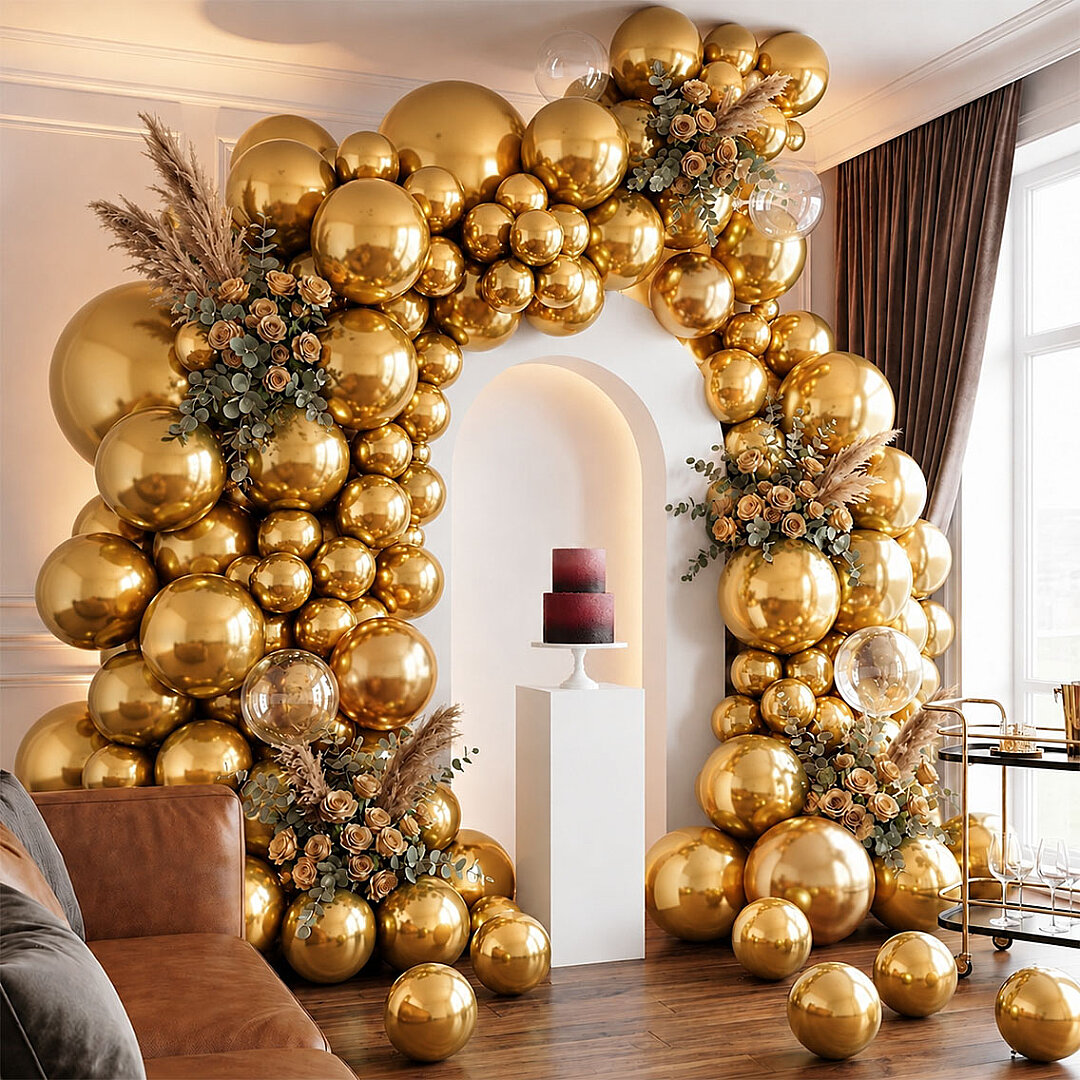 Altın Renk Lateks Metalik Balon (30 cm) - 100 Adet - 1