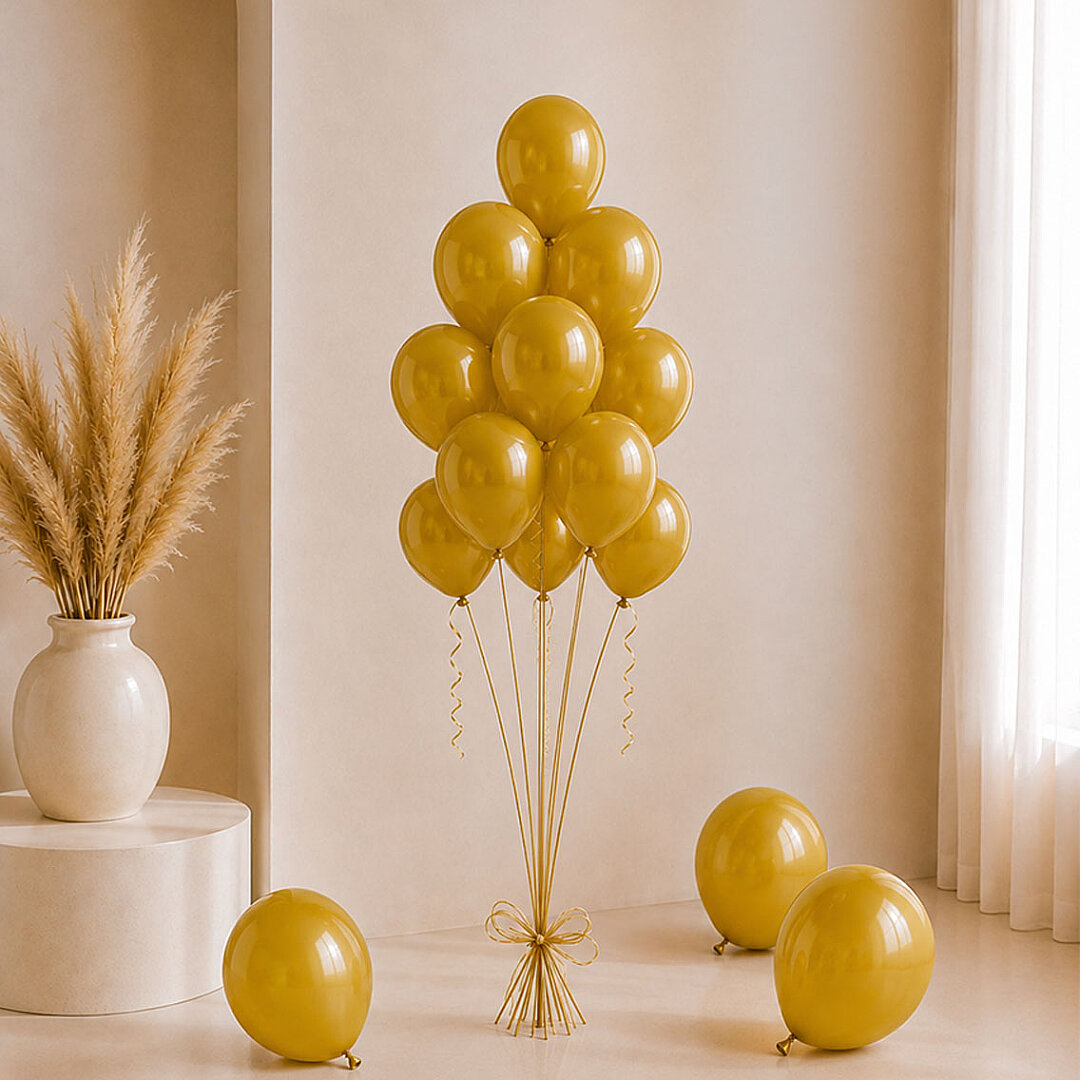 Altın Renk Lateks Pastel Balon (30 cm) - 12 Adet - Beysüs