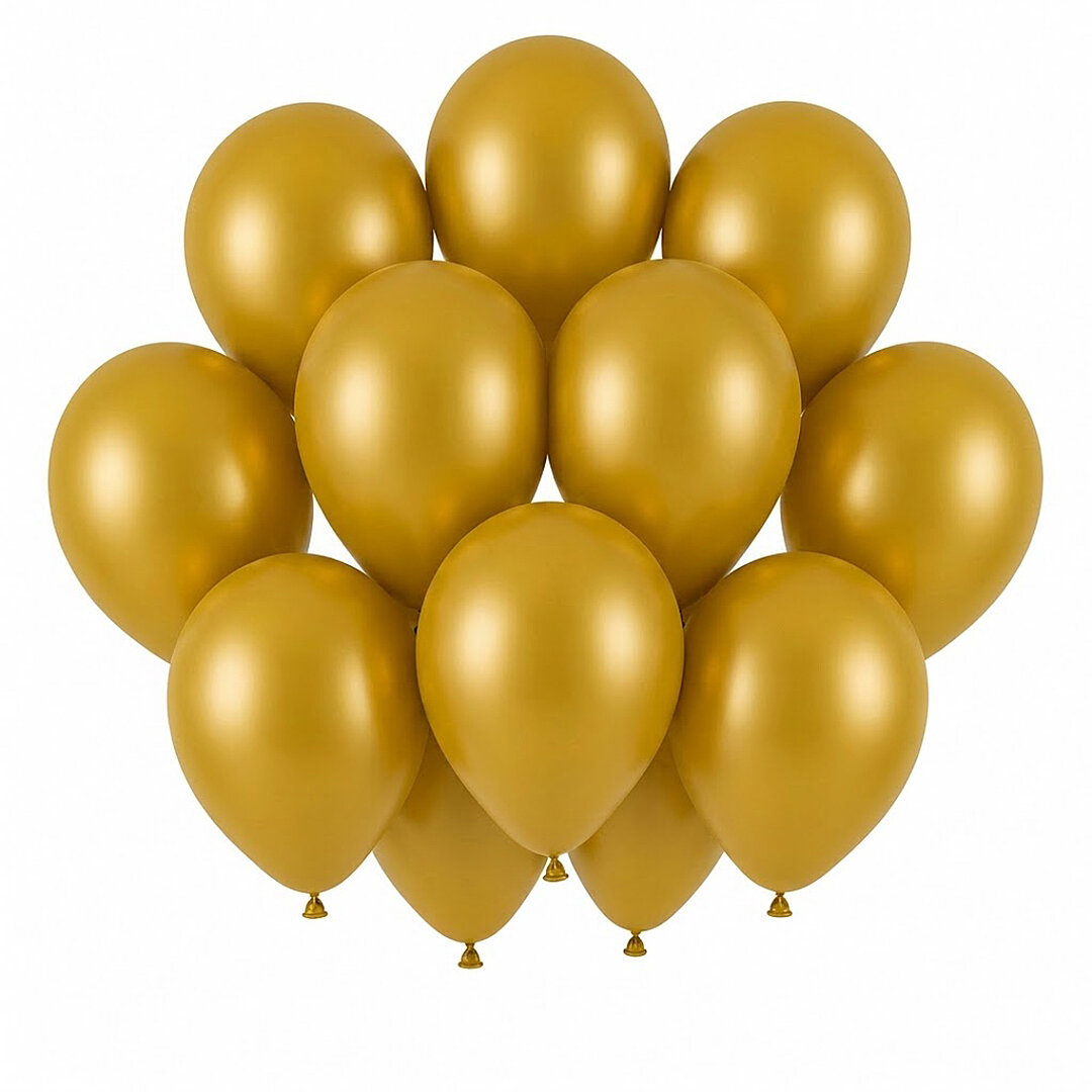 Altın Renk Lateks Pastel Balon (30 cm) - 12 Adet - Beysüs