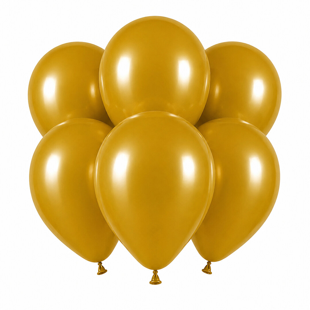 Altın Renk Lateks Pastel Balon (30 cm) - 6 Adet - Beysüs
