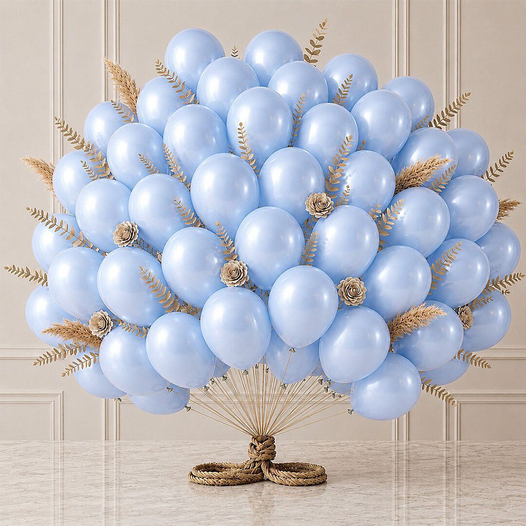 Bebek Mavi Renk Lateks Metalik Balon (30 cm) - 50 Adet - 1