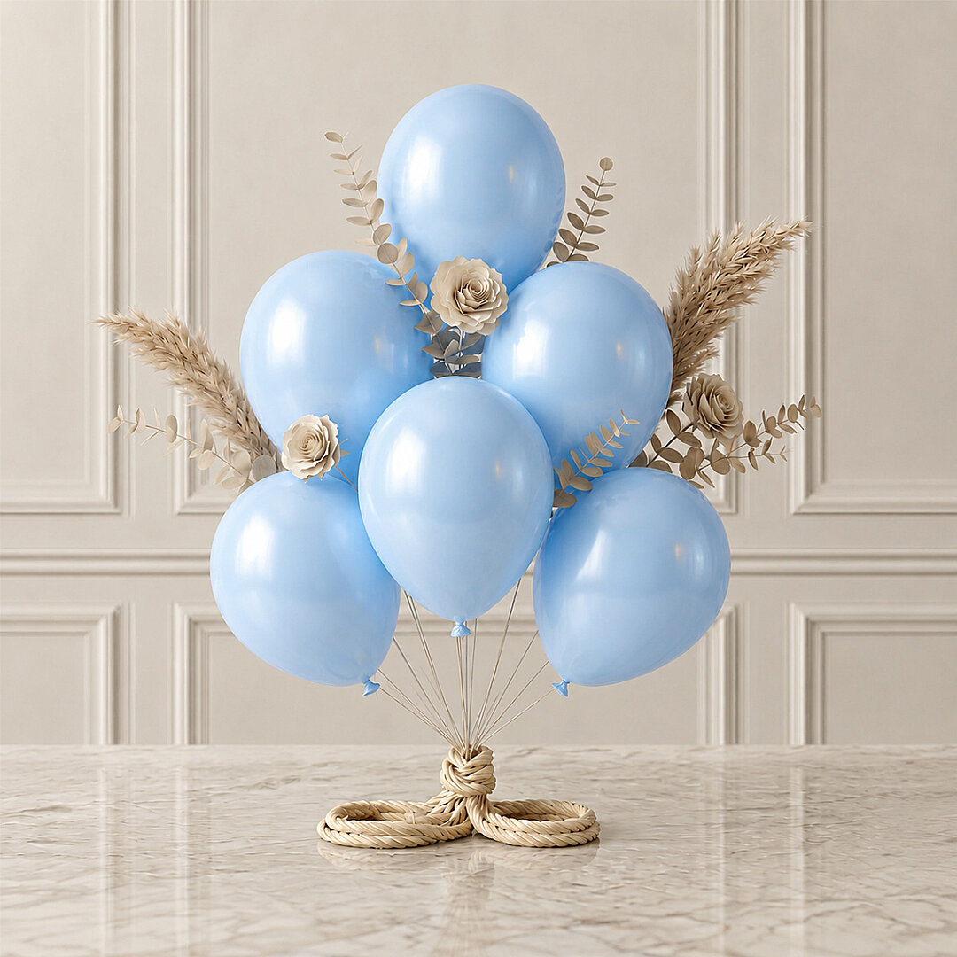 Bebek Mavi Renk Lateks Metalik Balon (30 cm) - 6 Adet - 1