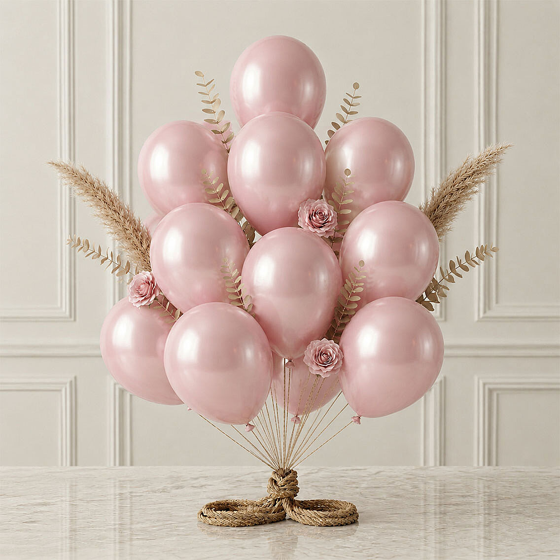Bebek Pembe Renk Lateks Metalik Balon (30 cm) - 12 Adet - 1