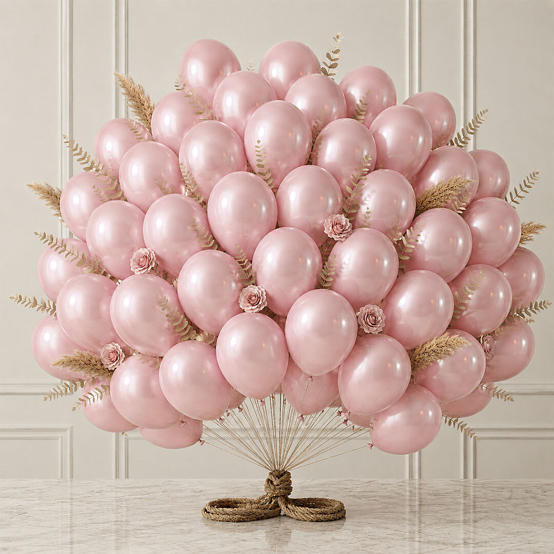 Bebek Pembe Renk Lateks Metalik Balon (30 cm) - 50 Adet - 1
