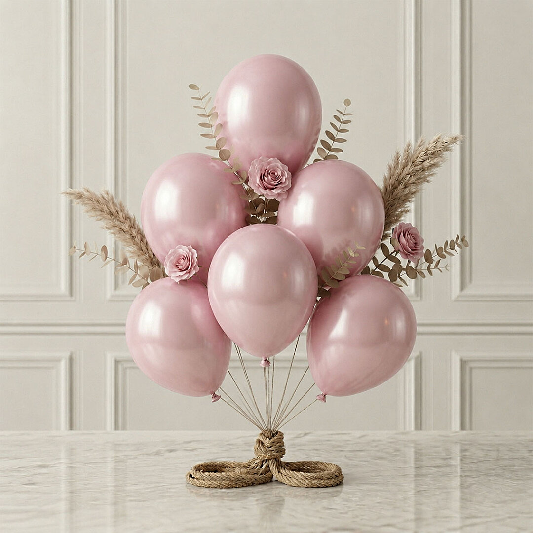Bebek Pembe Renk Lateks Metalik Balon (30 cm) - 6 Adet - 1