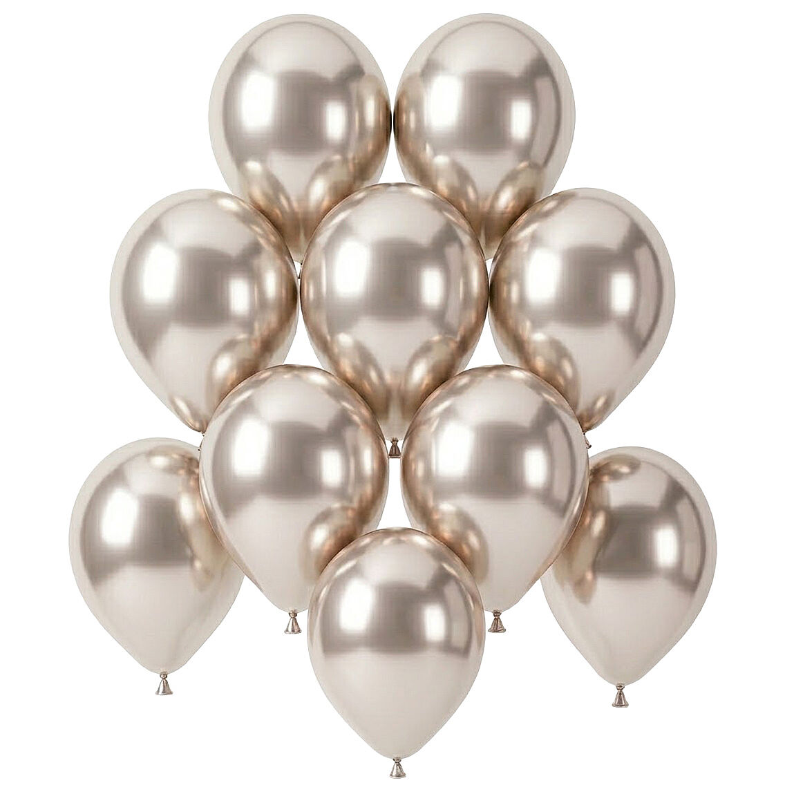 Beyaz Altın Renk Lateks krom Balon (15 cm) - 10 Adet - 1