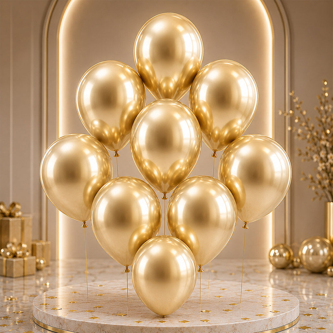 Beyaz Altın Renk Lateks krom Balon (30 cm) - 50 Adet - 2