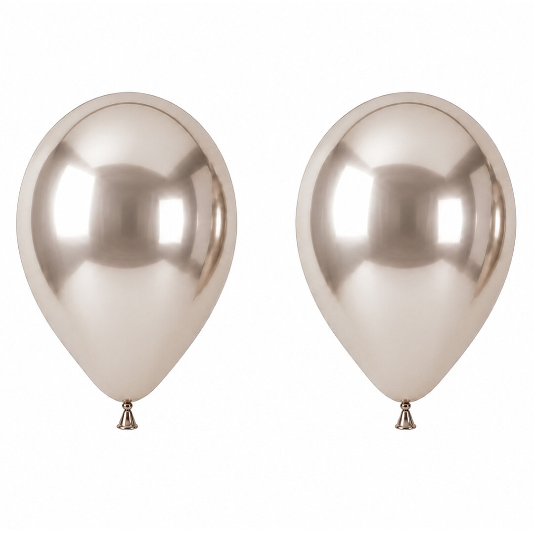 Beyaz Altın Renk Lateks krom Balon (45 cm) - 2 Adet - 1