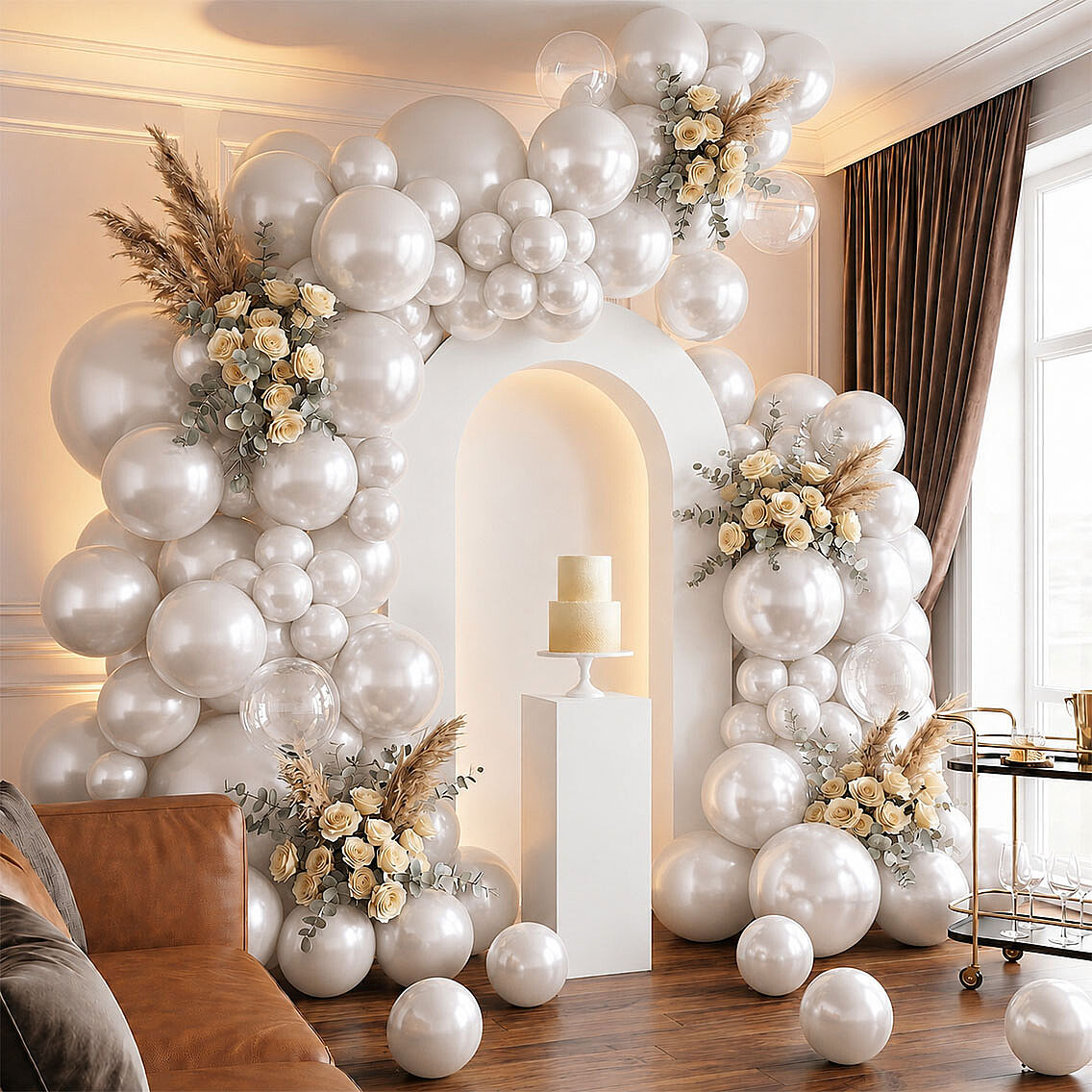 Beyaz Renk Lateks Metalik Balon (30 cm) - 100 Adet - 1