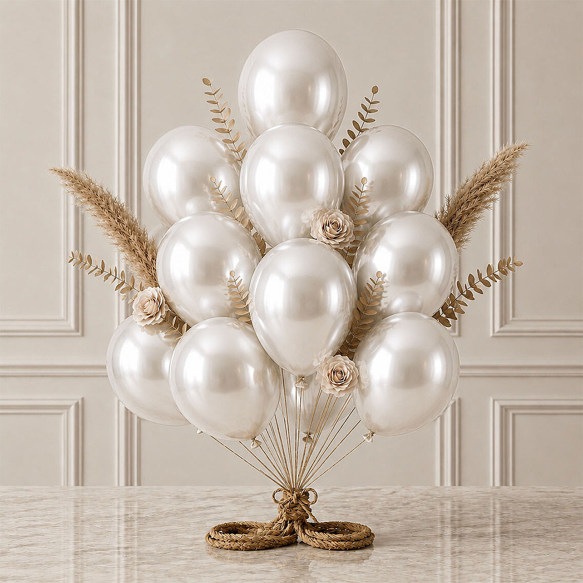 Beyaz Renk Lateks Metalik Balon (30 cm) - 12 Adet - 1