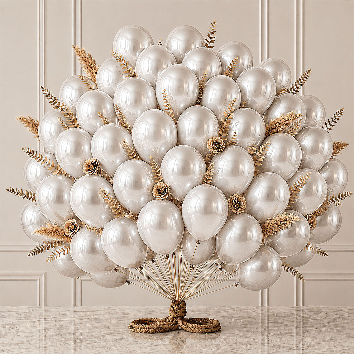 Beyaz Renk Lateks Metalik Balon (30 cm) - 50 Adet - 1