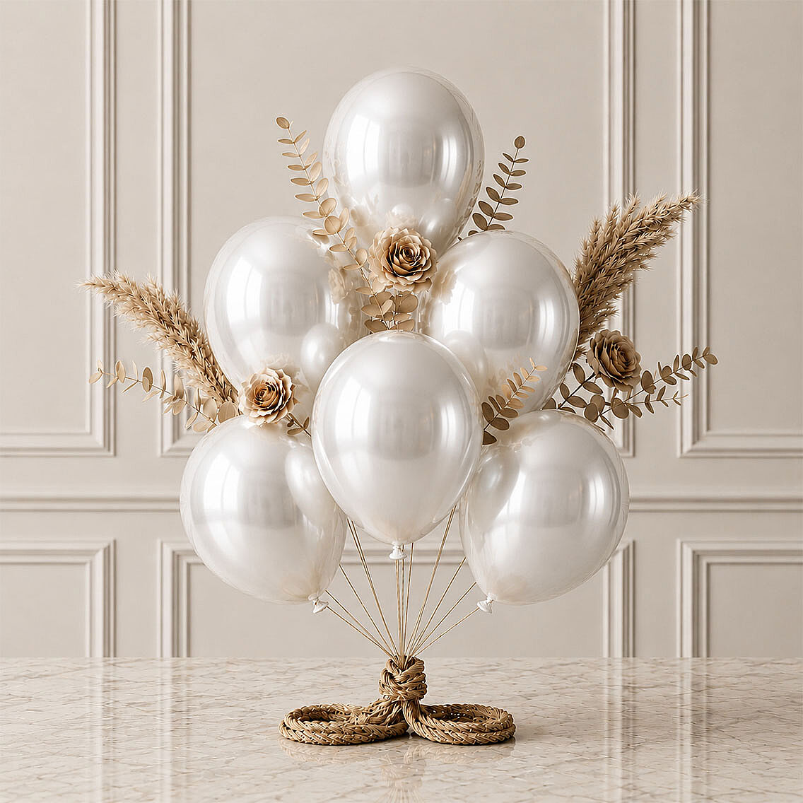 Beyaz Renk Lateks Metalik Balon (30 cm) - 6 Adet - 1
