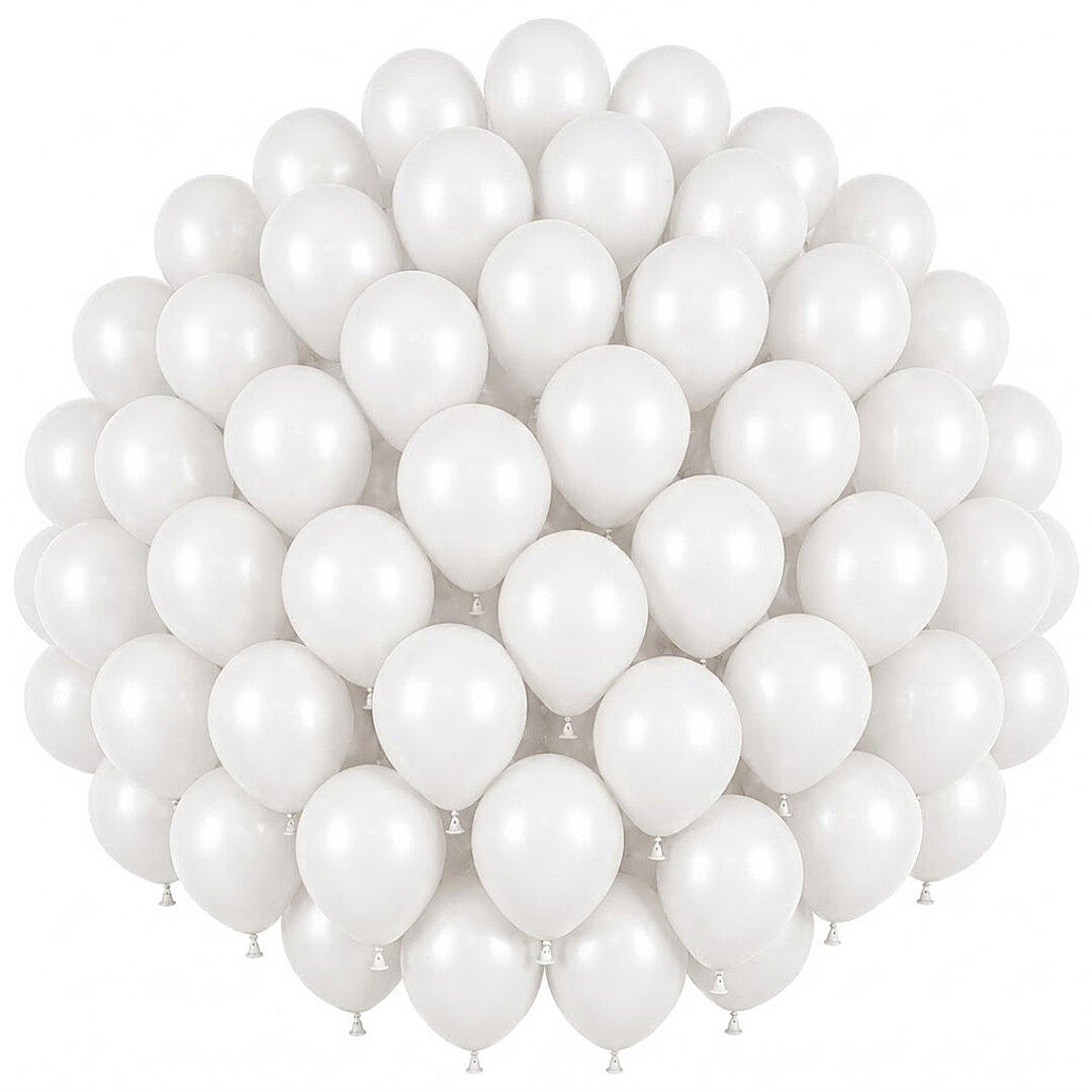 Beyaz Renk Lateks Pastel Balon (30 cm) - 50 Adet - 1