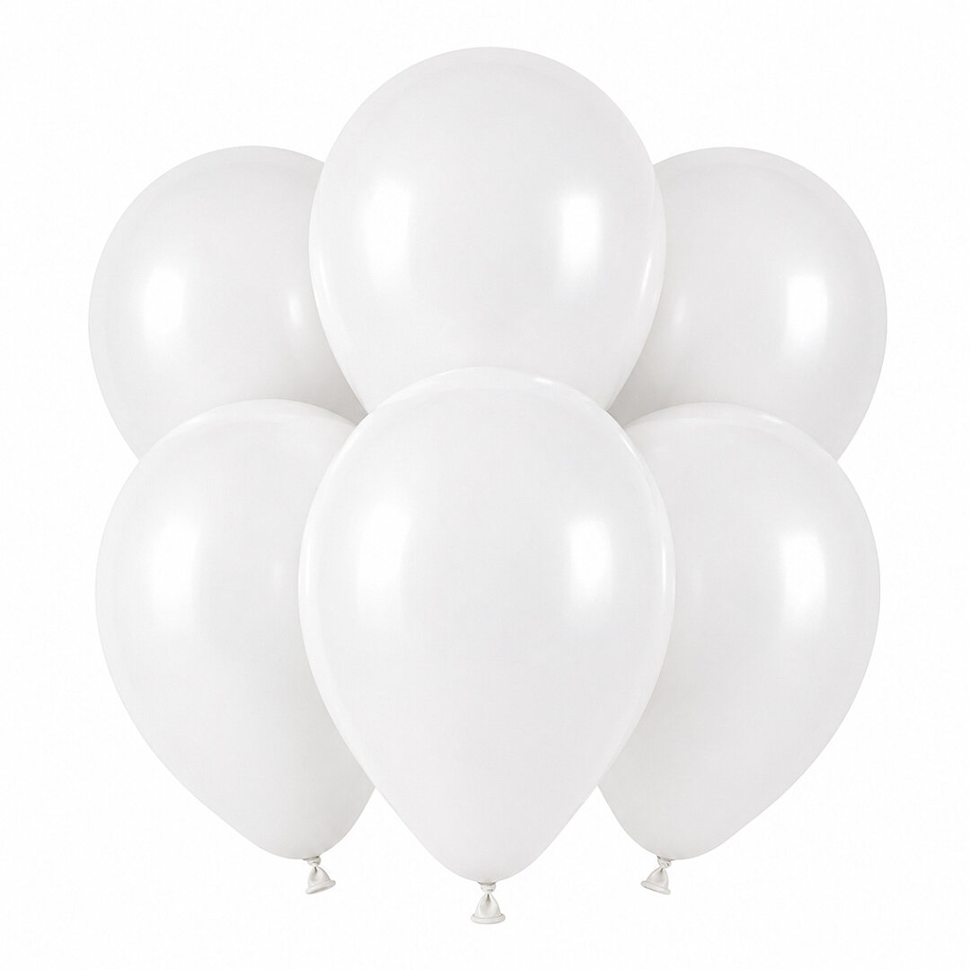 Beyaz Renk Lateks Pastel Balon (30 cm) - 6 Adet - Beysüs