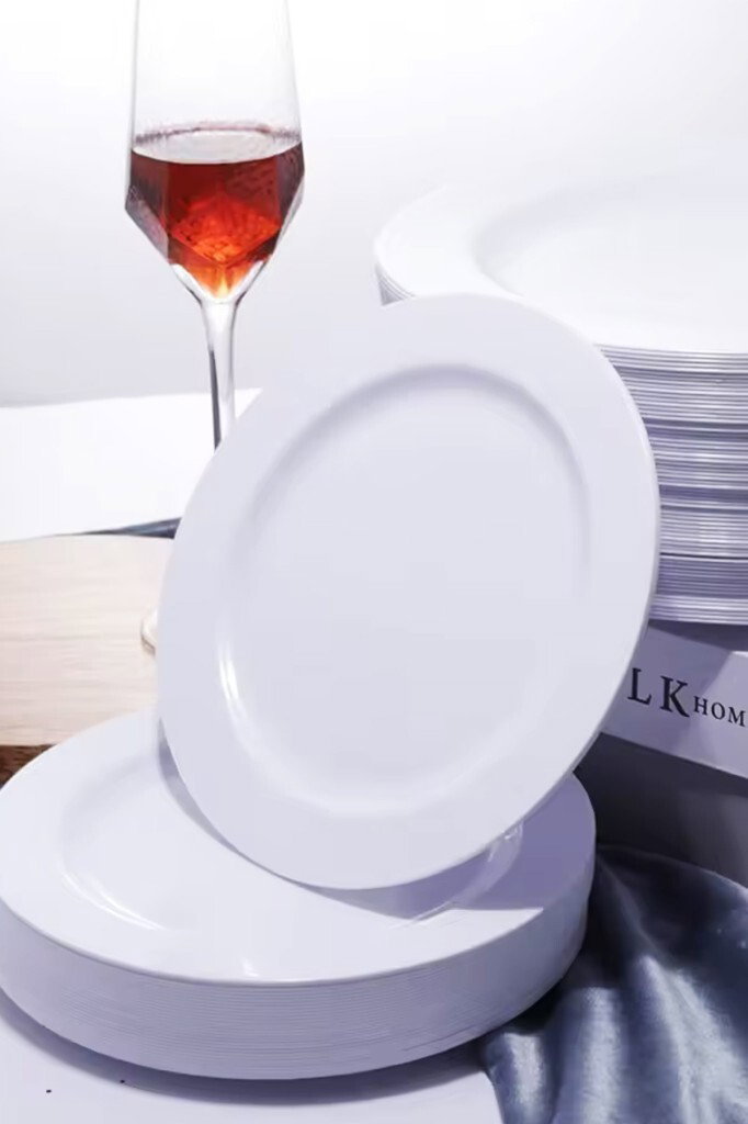 Beyaz Sert Plastik Parti Tabağı 26 cm 10'lu | Tek Kullanımlık - Beysüs (1)