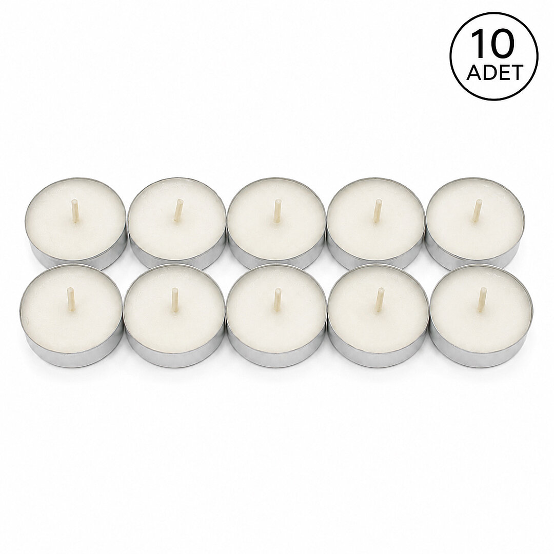 Beyaz Tealight Küçük Mum 10 Adet - 3