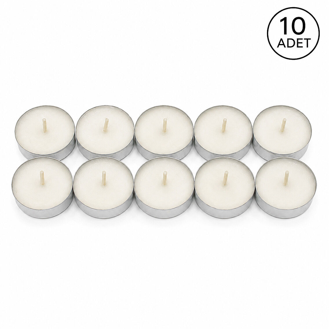 Beyaz Tealight Küçük Mum 10 Adet - 3