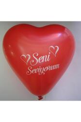 Beysüs 12 Adet Kırmızı Kalpli Seni Seviyorum Baskılı Balon Helyumla Uçan - Beysüs (1)