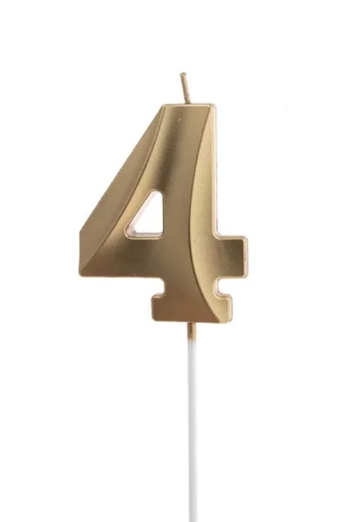 Beysüs Altın Rengi 4 Rakam Pasta Mumu - Beysüs