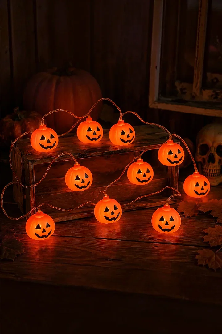 Cadılar Bayramı Halloween 10'lu Balkabağı Led Işık - Beysüs