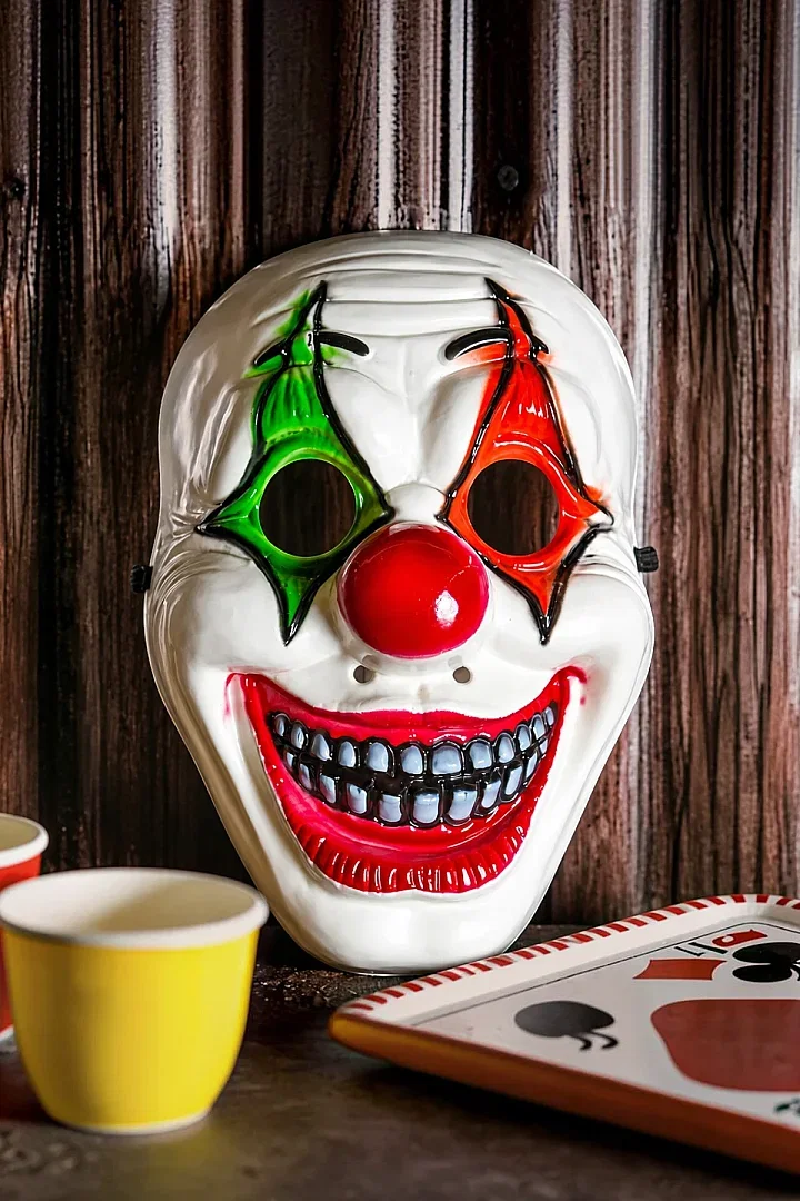 Cadılar Bayramı Halloween Maske Palyaço Kırmızı Yeşil - Beysüs