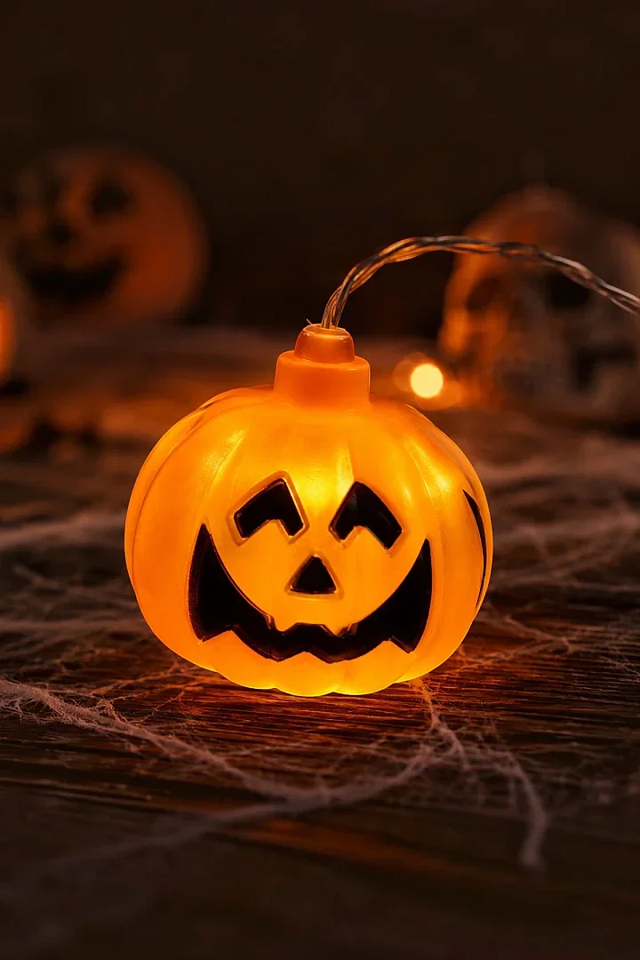 Cadılar Bayramı Halloween Pilli Balkabağı Led 12 li - Beysüs