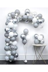 Beysüs Gri Beyaz Gümüş Balon Zinciri Seti - Beysüs