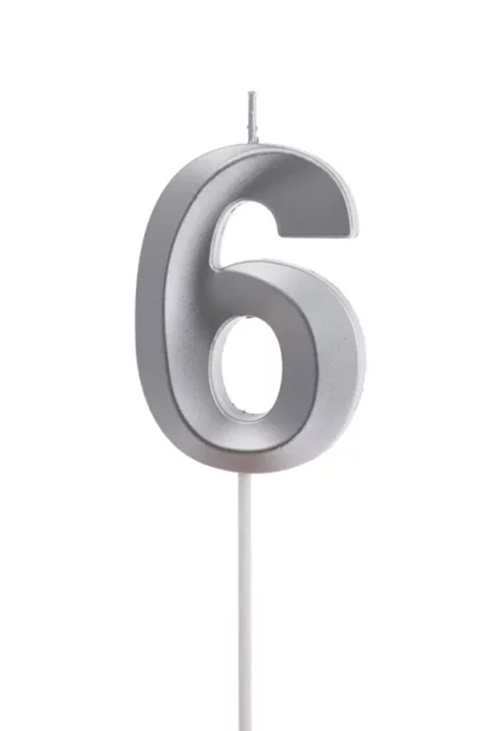 Beysüs Gümüş Rengi 6 Rakam Pasta Mumu - Beysüs