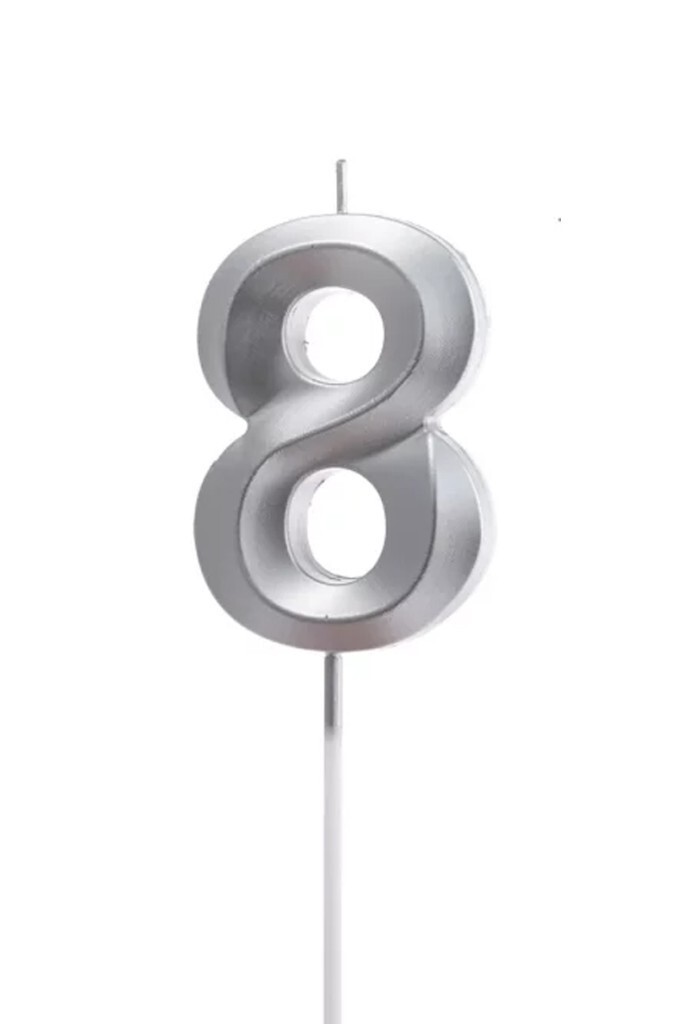 Beysüs Gümüş Rengi 8 Rakam Pasta Mumu - Beysüs