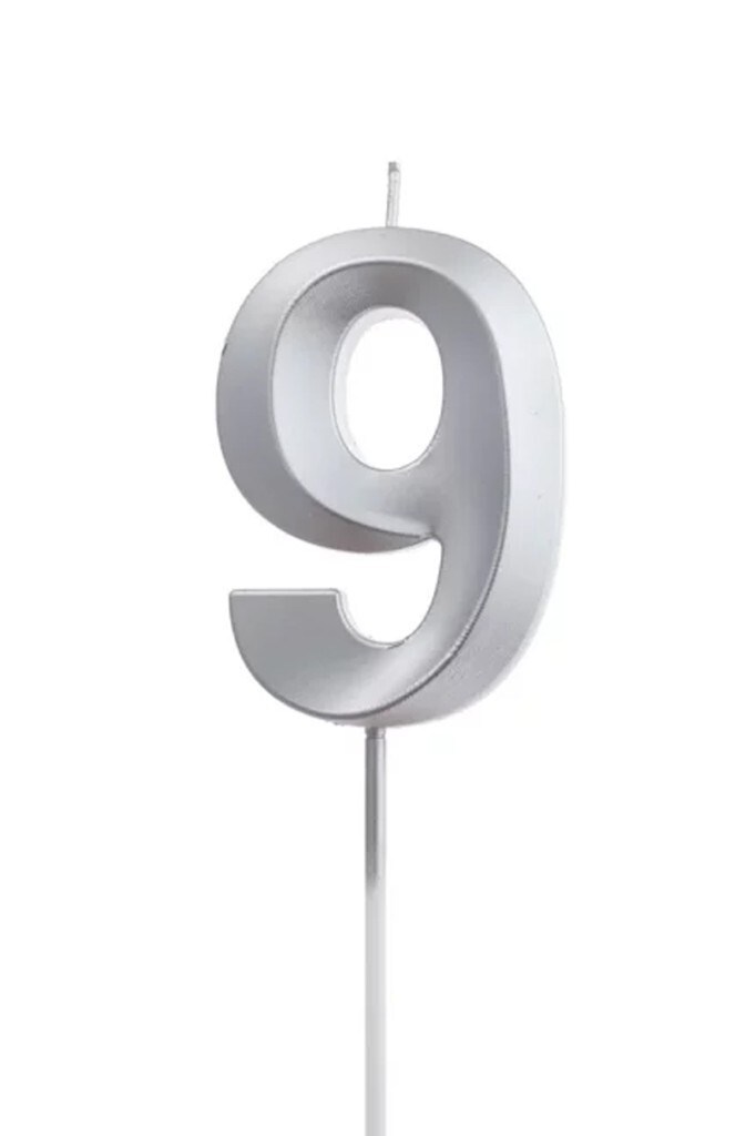 Beysüs Gümüş Rengi 9 Rakam Pasta Mumu - Beysüs