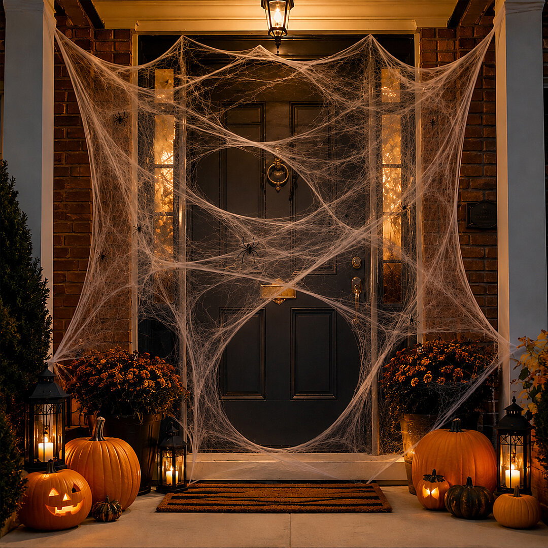 Halloween Cadılar Bayramı Beyaz Renk Örümcek Ağı Seti - Beysüs