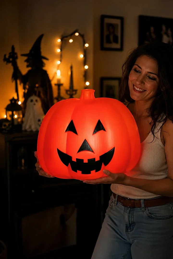 Halloween Cadılar Bayramı Dev Balkabağı 45 cm Işıklı Sensörlü - Beysüs