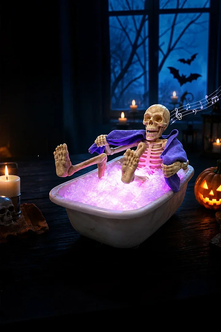 Halloween Cadılar Bayramı Duş Alan Küvetli İskelet - Beysüs