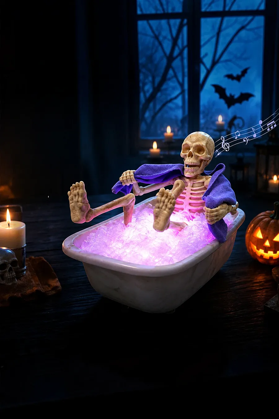 Halloween Cadılar Bayramı Duş Alan Küvetli İskelet - 1