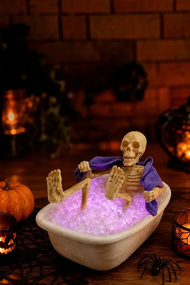 Halloween Cadılar Bayramı Duş Alan Küvetli İskelet - 5
