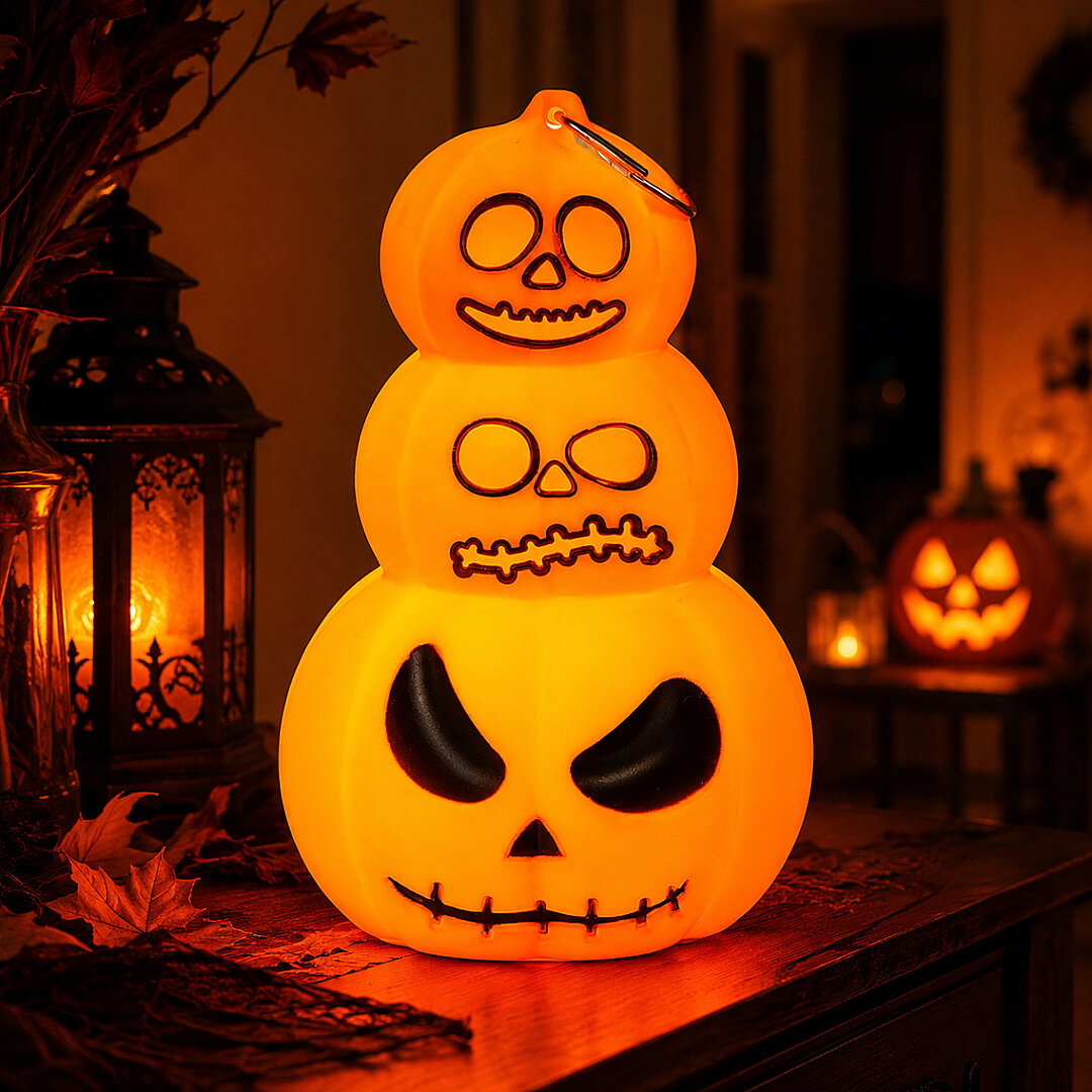 Halloween Cadılar Bayramı Işıklı 3 Katlı Balkabağı Dekoru - Beysüs