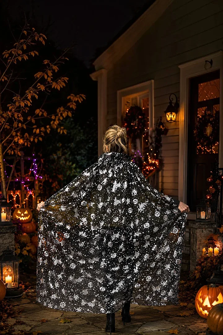 Halloween Cadılar Bayramı Pelerin Yetişkin Gümüş - Beysüs