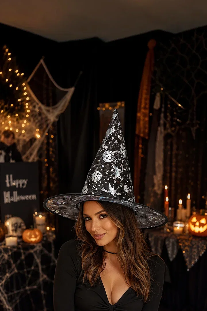 Halloween Cadılar Bayramı Şapka Şeffaf Gümüş - Beysüs