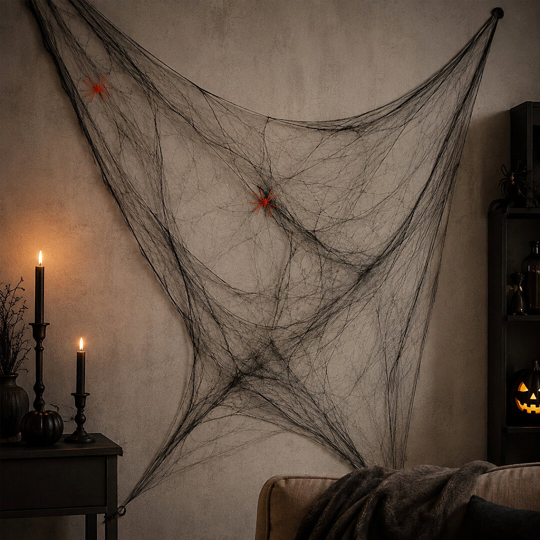 Halloween Cadılar Bayramı Siyah Renk Örümcek Ağı Seti - Beysüs