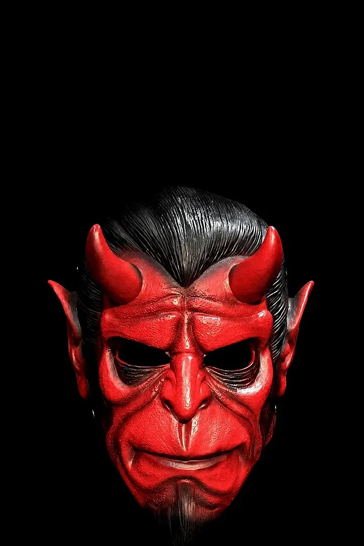 Halloween Maske Hellboy Kırmızı Boynuzlu - Beysüs