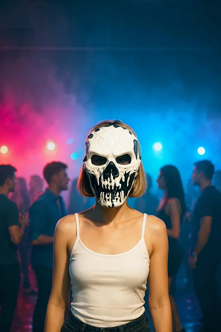 Halloween Maske İskelet Kuru Kafa Siyah Beyaz - Beysüs