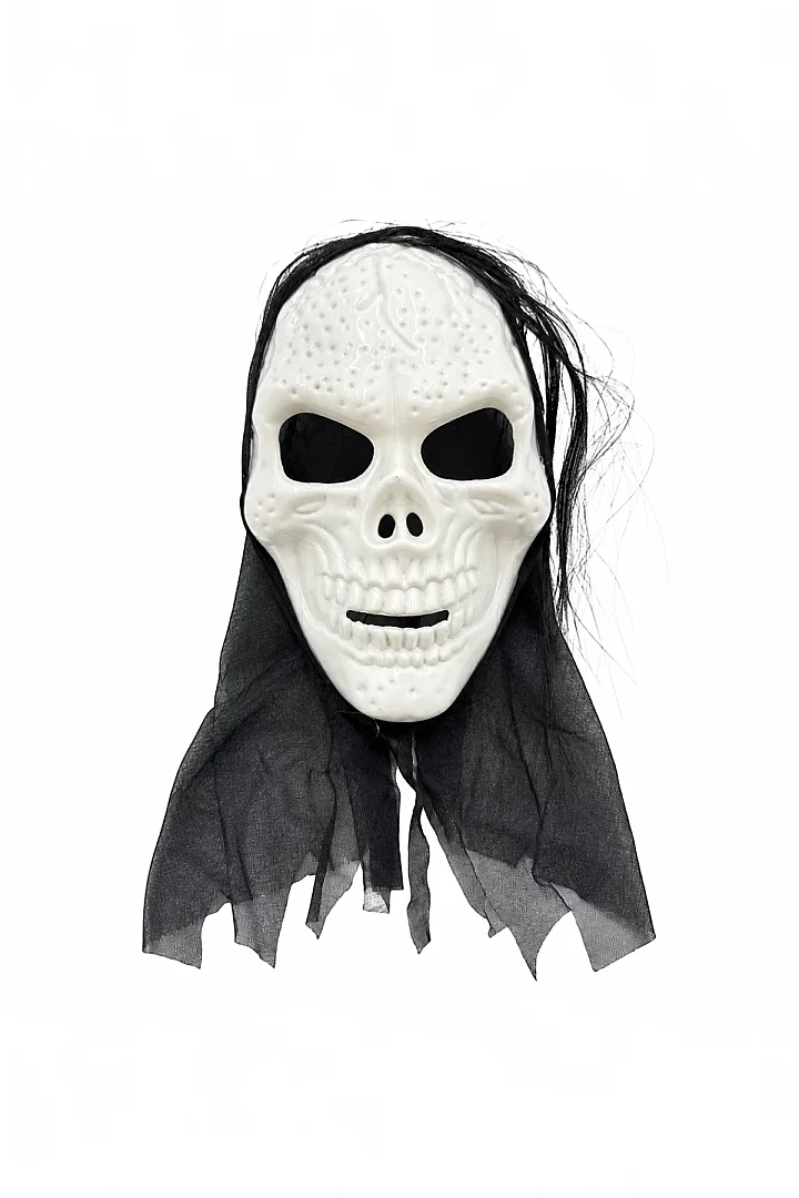 Halloween Maske İskelet Kuru Kafa Tüllü Siyah Beyaz - Beysüs (1)