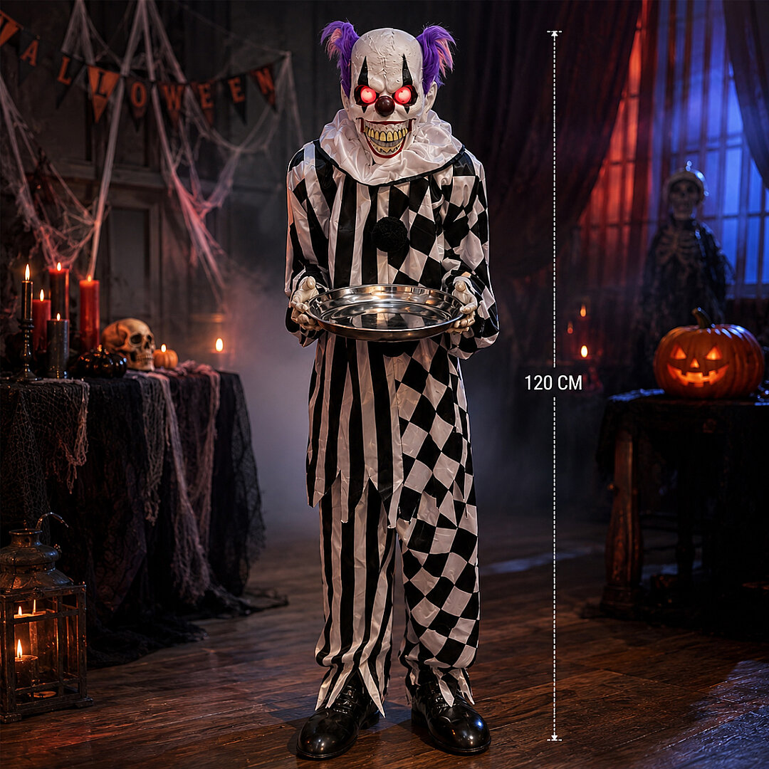 Beysüs Halloween Palyaço Hareket Sensörlü Sesli Siyah Beyaz 120 cm - Beysüs