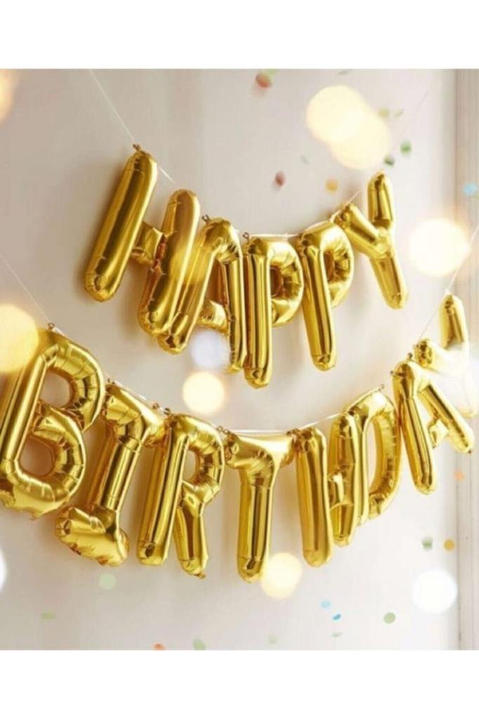 Beysüs Happy Bırthday Folyo Balon Doğum Günü Parti Happy Bırthday Altın Renk Folyo Balon - Beysüs